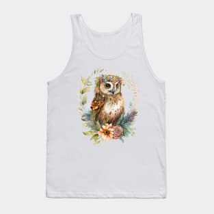 Watercolor Boho Owl Tank Top